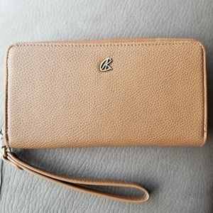 Kate & Alex Cuffaro cognac wristlet/wallet